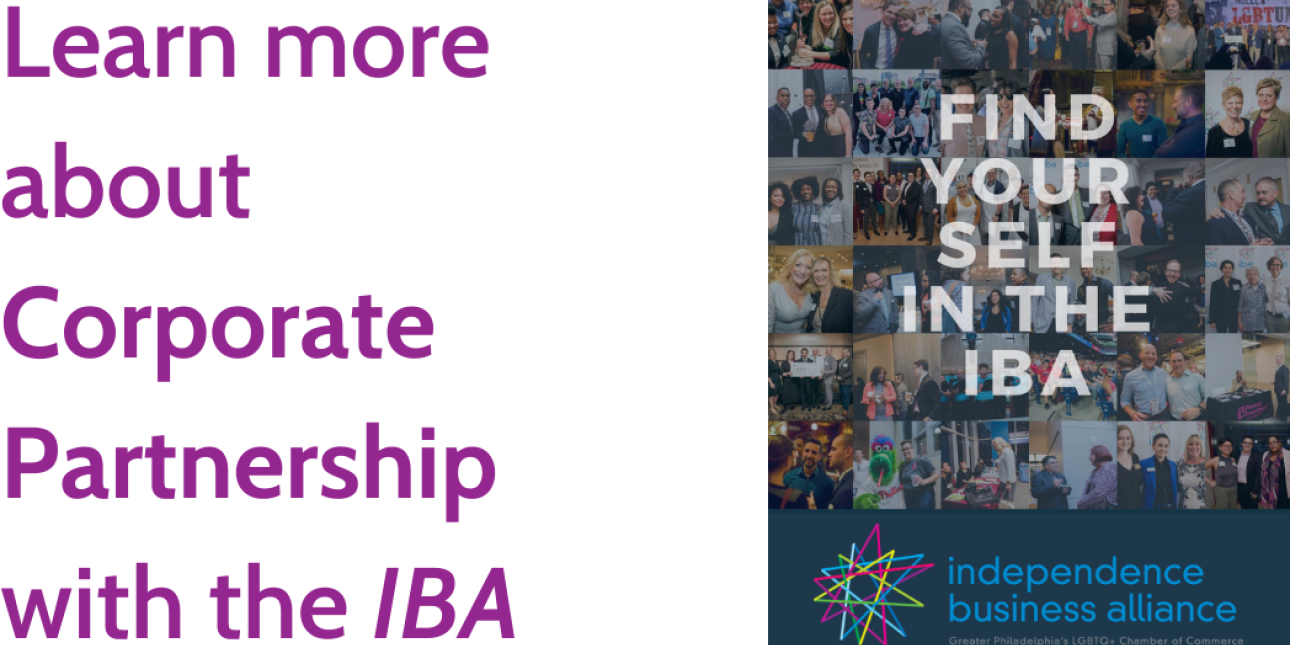 Learn more about corporate partnership with the IBA - the independence business alliance recruitment flier, a collage of images of people at business and networking events sits above the IBA logo. grey text in front of the images reads "find yourself in the IBA"